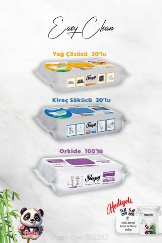Orkide Bahçesi 100'lü Easy Clean, Kireç ve Yağ Çözücü 30'lu ve Rosie Hediye