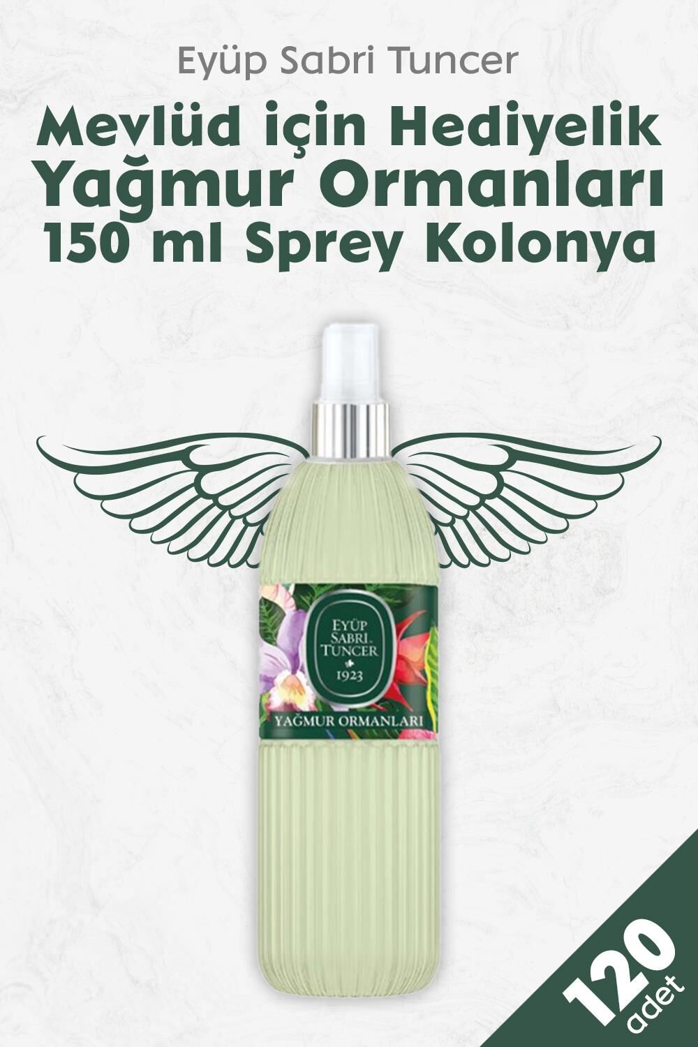 Mevlüd İçin Hediyelik Sprey Kolonya Yağmur Ormanları 150 ml x 120 Adet