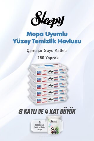 Sleepy 50x5 (250 yaprak) Mopa Uyumlu Çamaşır Sulu Havlu ve ROSIE