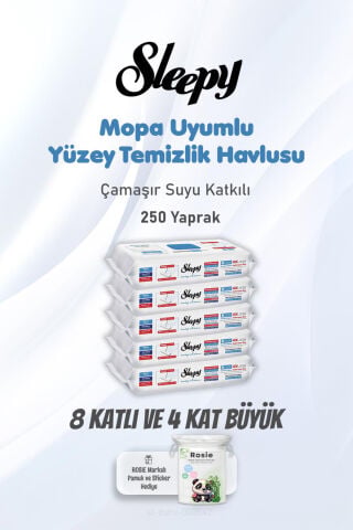 Sleepy 50x5 (250 yaprak) Mopa Uyumlu Çamaşır Sulu Havlu ve ROSIE