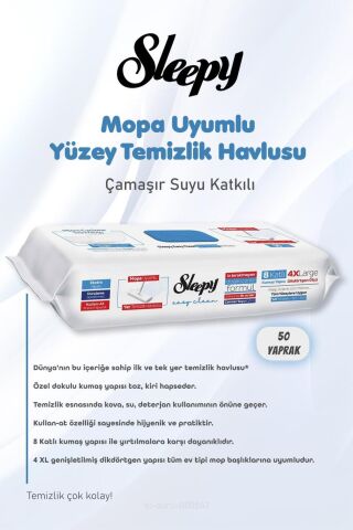 Sleepy 50x5 (250 yaprak) Mopa Uyumlu Çamaşır Sulu Havlu ve ROSIE