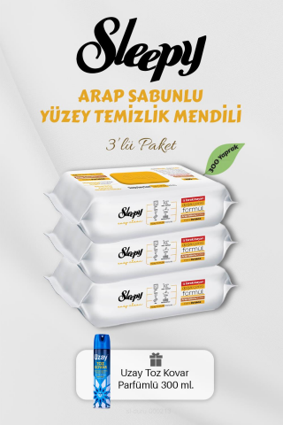 300 Adet Arap Sabunlu Yüzey Havlusu Toz Kovar Hediyeli