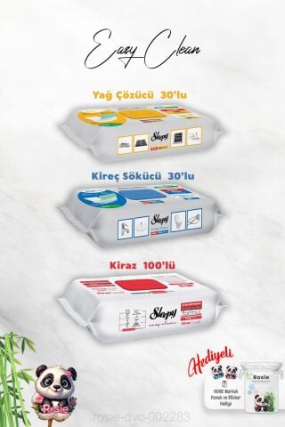Easy Clean Kiraz Çiçeği 100'lü, Kireç ve Yağ Çözücü 30'lu ve Rosie Hediye