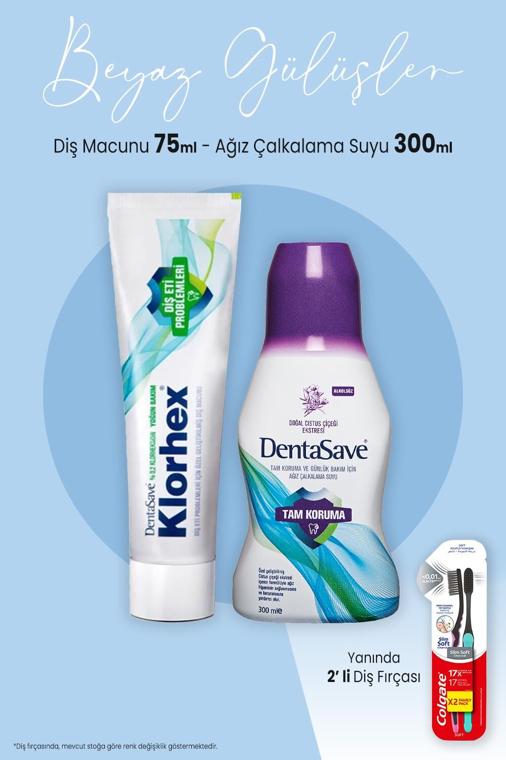 Dentasave Diş Macunu Yoğun Bakım 75 ml, Çalkalama Suyu Tam Koruma 300 ml ve 2'li Diş Fırçası