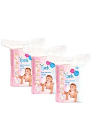 İpek Bebek Temizleme Pamuğu 60'lı 3 Paket 180 Kullanım