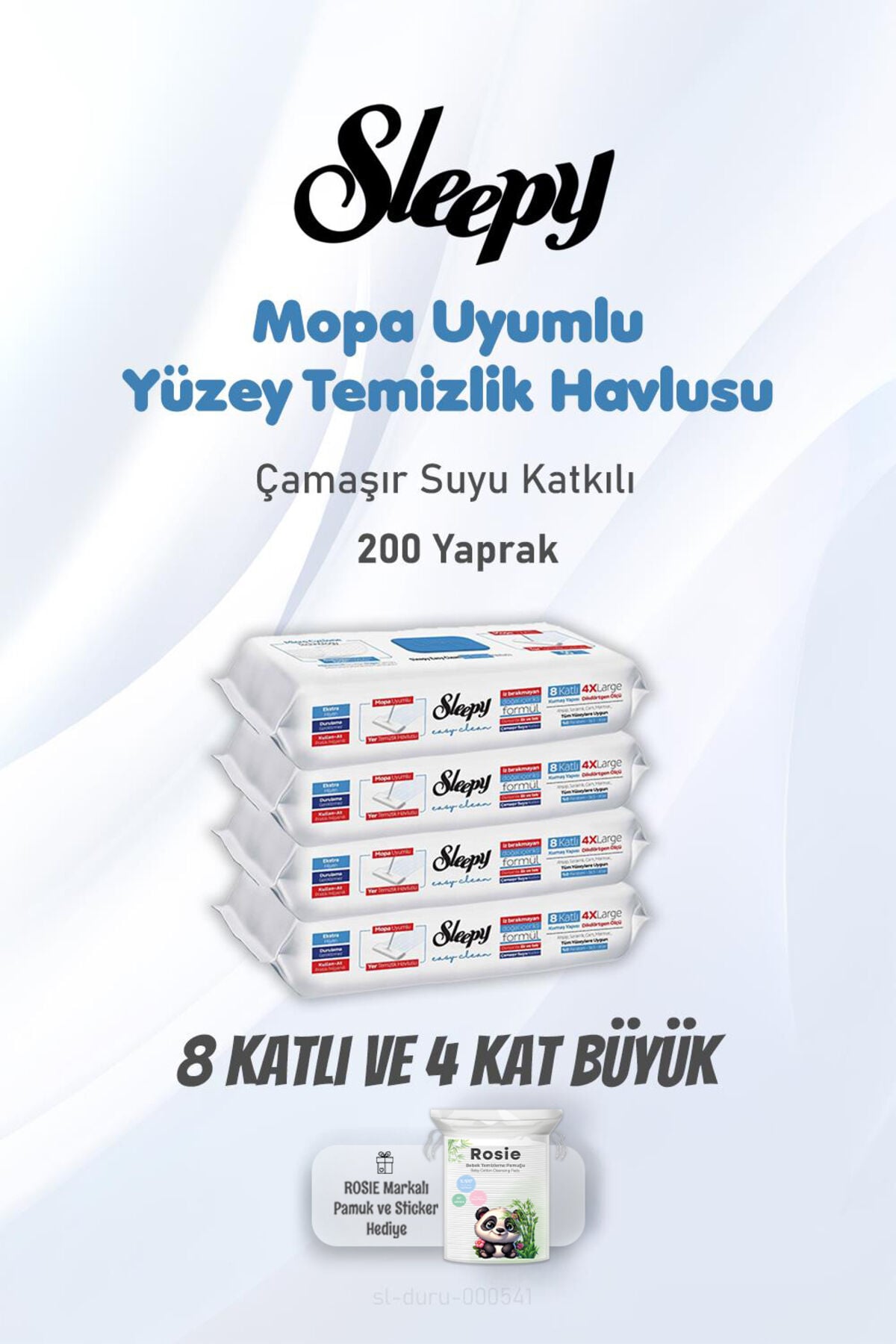 Sleepy 50x4 Çamaşır Suyu Katkılı Yüzey Temizlik Havlusu ve ROSIE