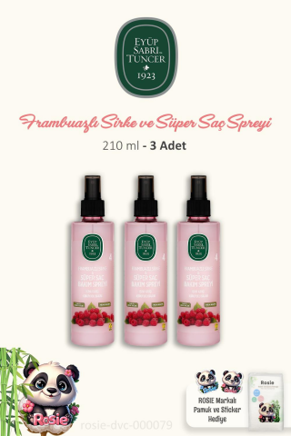 3 Adet Eyüp Sabri Tuncer Frambuazlı  Saç Bakım Spreyi 210 ml ve Pamuk ROSIE