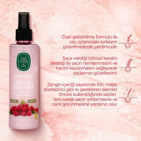 3 Adet Eyüp Sabri Tuncer Frambuazlı  Saç Bakım Spreyi 210 ml ve Pamuk ROSIE