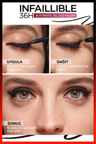 3 Adet Loreal Paris Infaillible Grip Automatic Jel Göz Kalemi Zümrüt Yeşili ve ROSIE