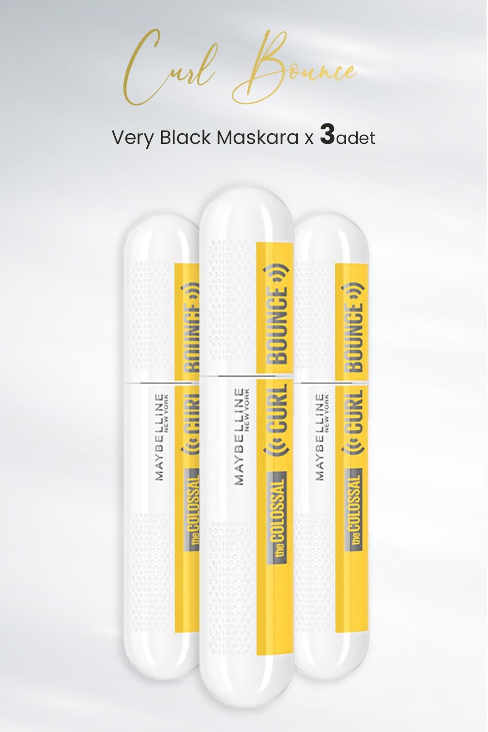 Maybelline New York Maskara Curl Bounce Very Black x 3 Adet