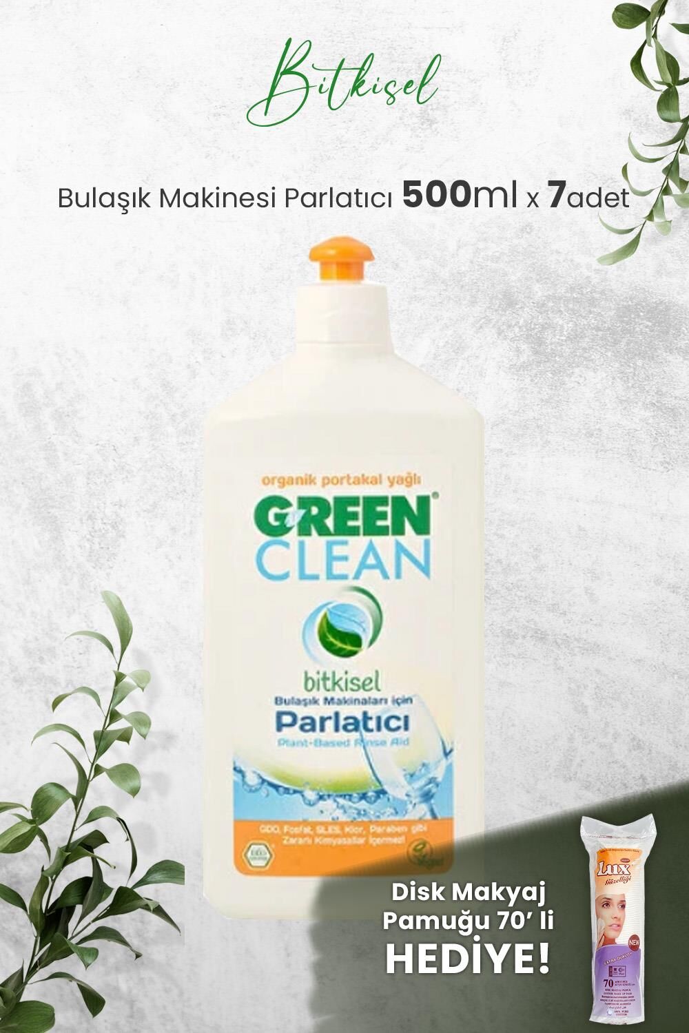 U Green Clean Bulaşık Makinesi Parlatıcı 500 ml x 7 Adet ve Hediyeli