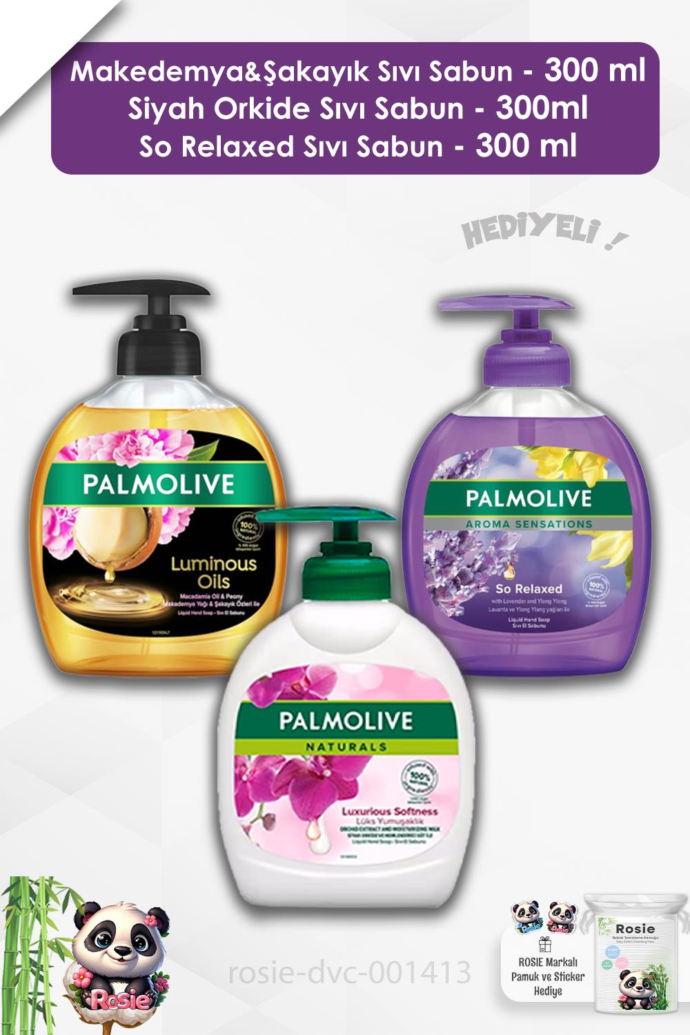 Palmolive 300 ml 3 Adet Sıvı Sabun Seti ve ROSIE