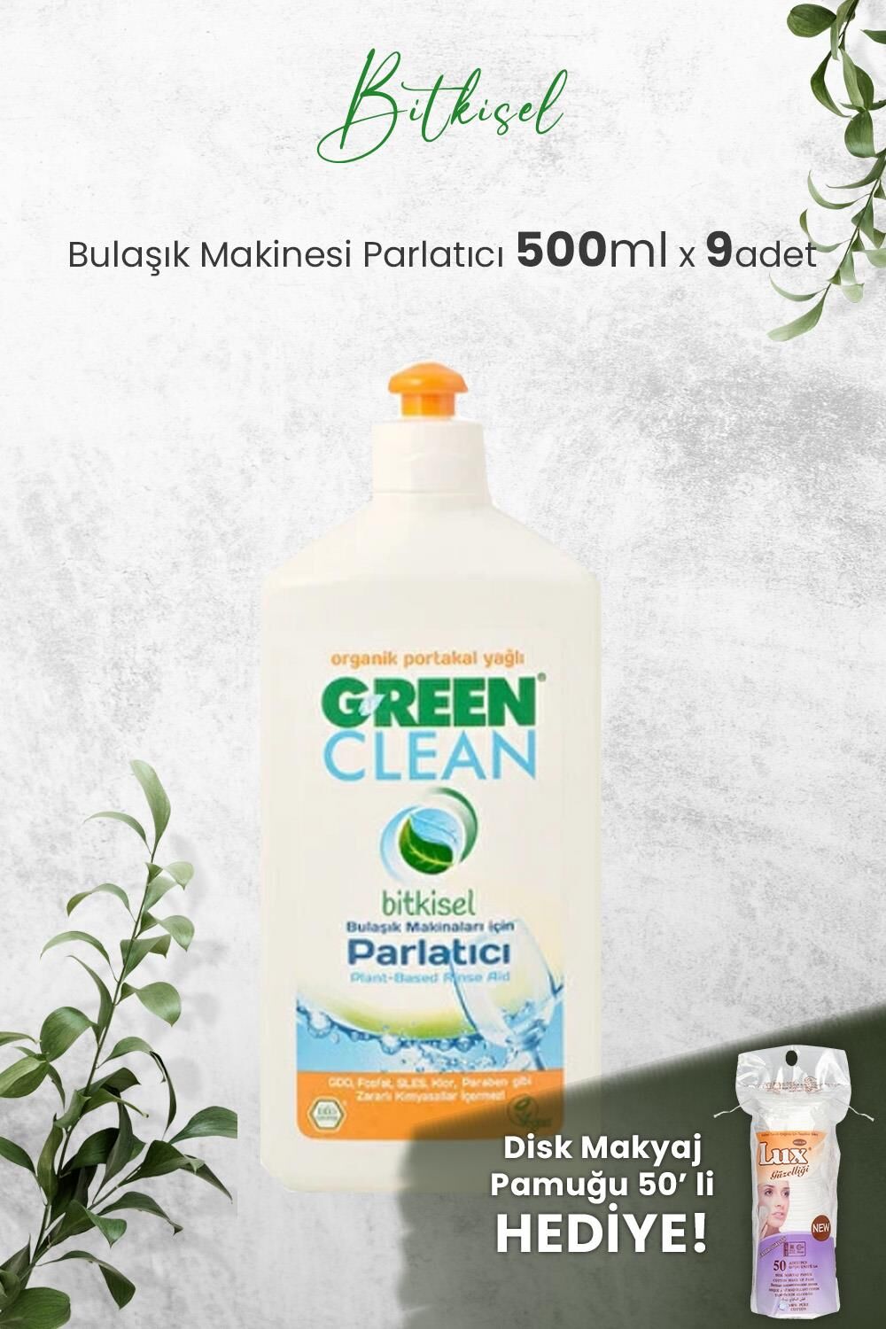 U Green Clean Bulaşık Makinesi Parlatıcı 500 ml x 9 Adet ve Hediyeli