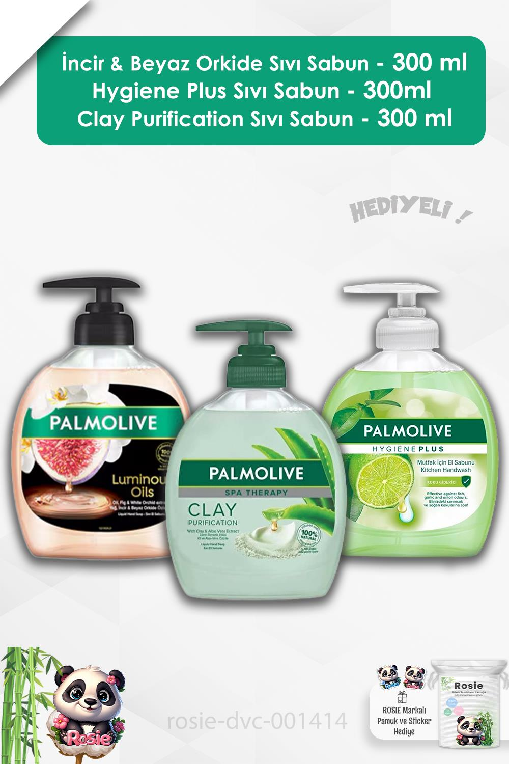 Palmolive Narin Ellere Özel 300 ml 3 Adet Sıvı Sabun Seti ve ROSIE