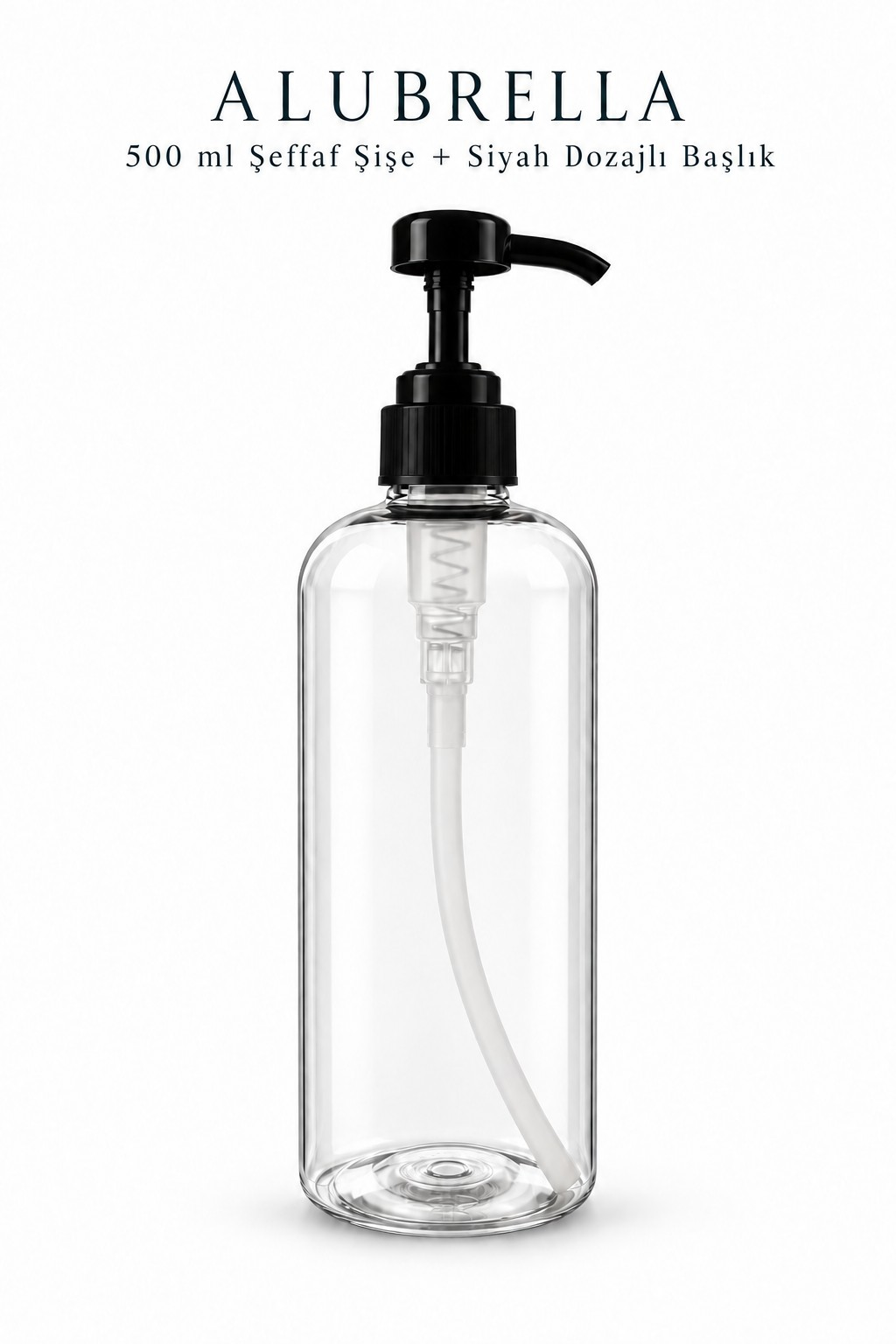 Dozajlı Basmalı Başlık Şeffaf Doldurulabilir Plastik Şişe 500 ml