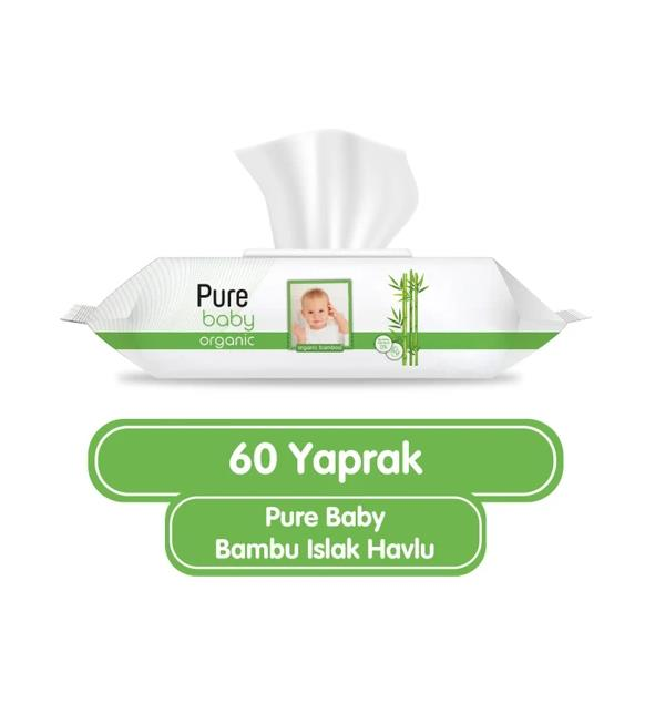 Organik Bambu Özlü Bebek Islak Havlu 60 Yaprak