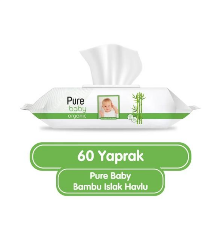 Pure Baby Organik Bambu Özlü Bebek Islak Havlu 60 Yaprak