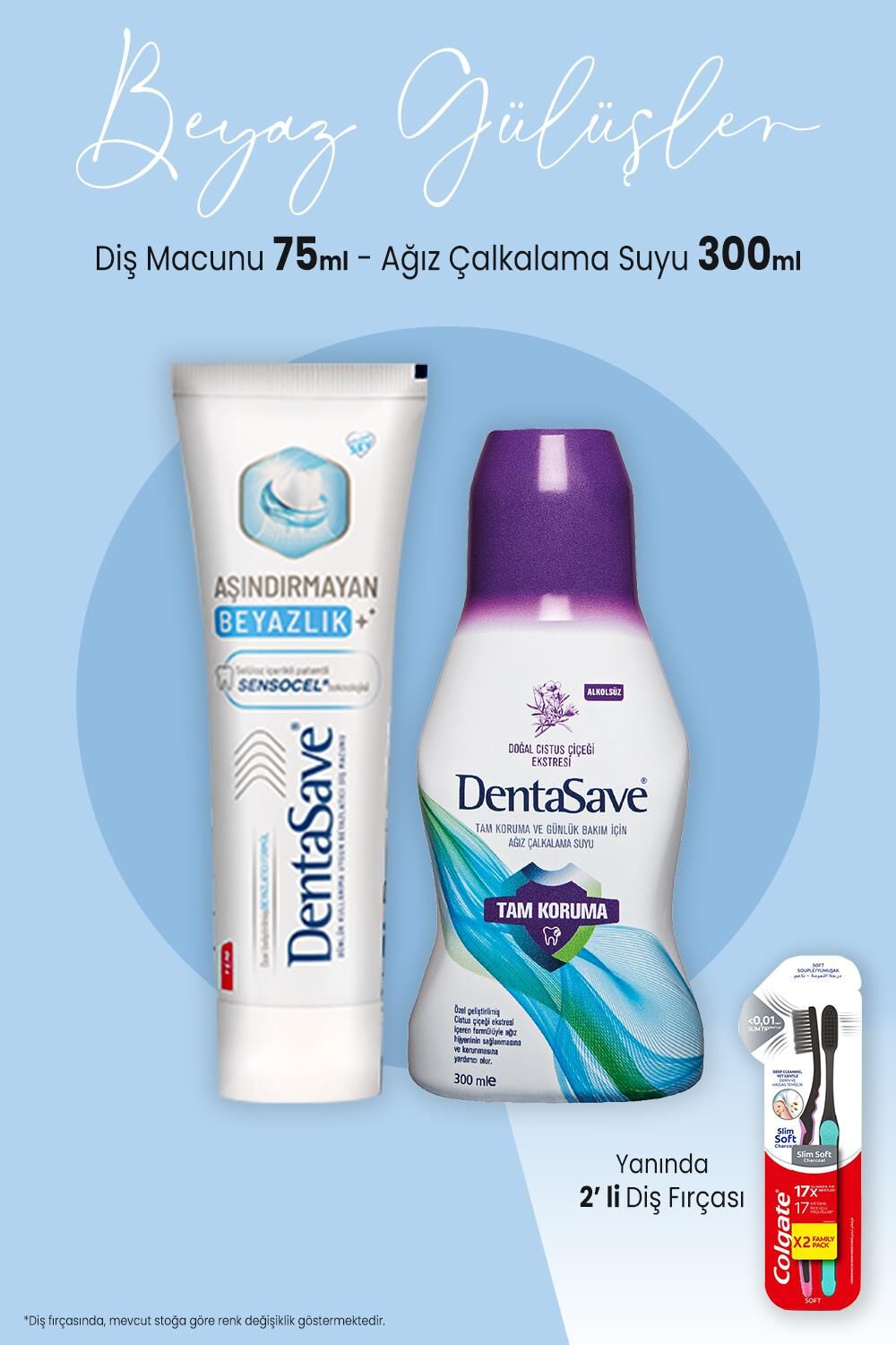 Dentasave Yoğun Bakım 75 ml, Çalkalama Suyu Günlük 300 ml ve 2'li Diş Fırçası