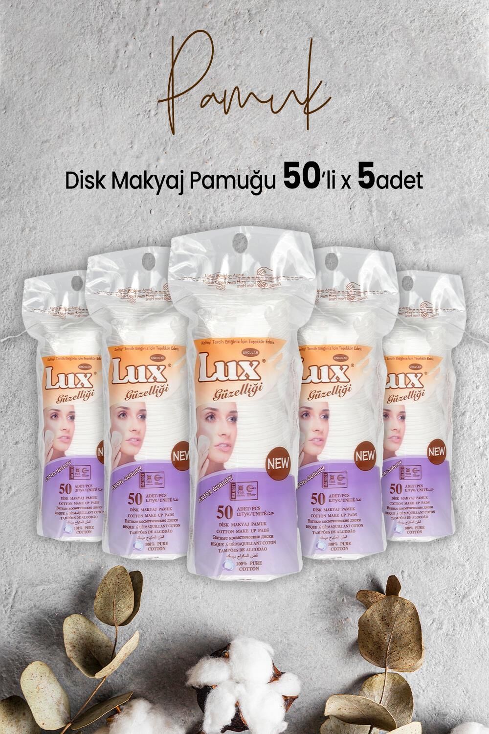 Lux Disk Makyaj Pamuğu 50'li x 5 Adet