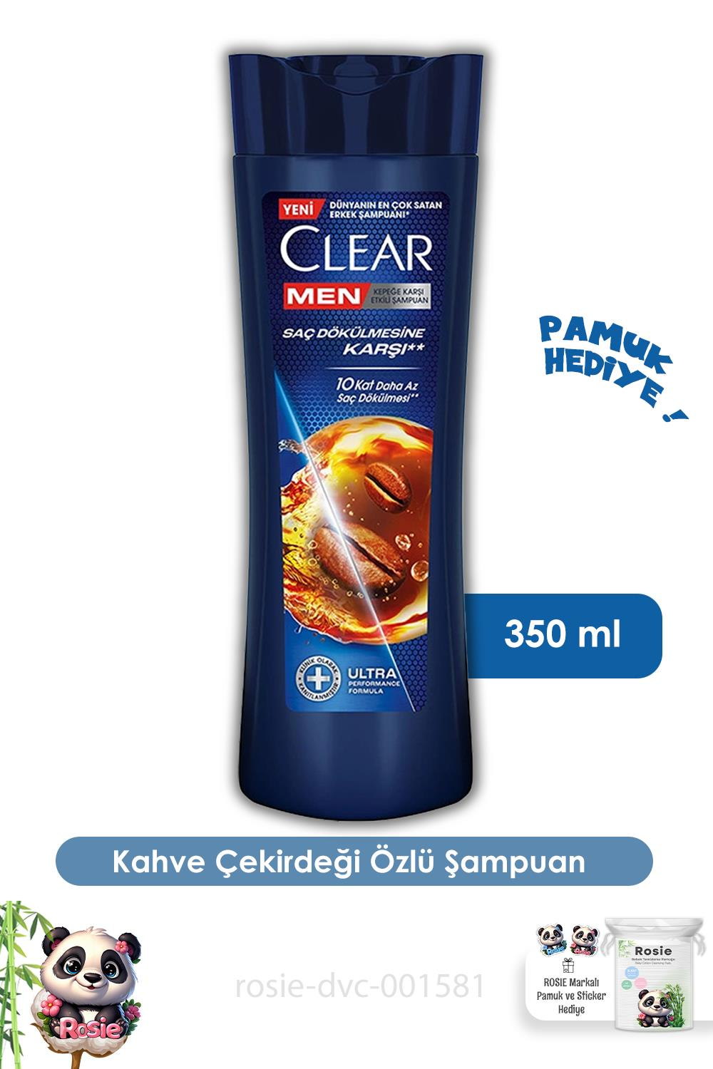 Clear Men Kahve Çekirdeği Özlü Şampuan 350 ml ve ROSIE