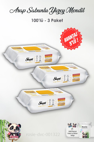Sleepy 3 Adet Arap Sabunu Katkılı Yüzey Temizlik Havlusu 100' lü ve ROSIE