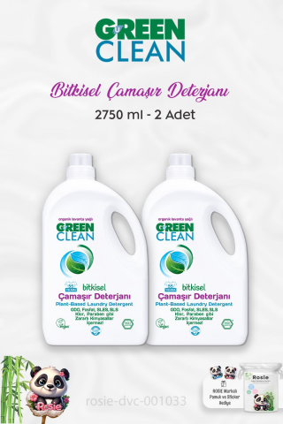 2 Adet Green Clean Bitkisel Sıvı Çamaşır Deterjanı 2750 ml ve ROSIE