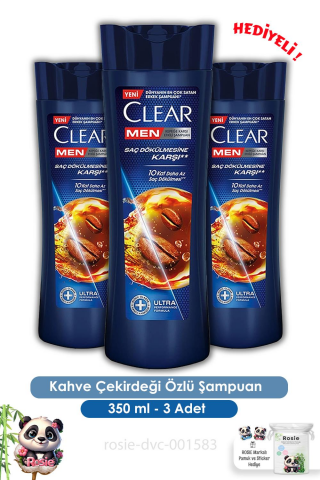 Clear Men 3'lü Kahve Çekirdeği Özlü Şampuan 350 ml ve ROSIE