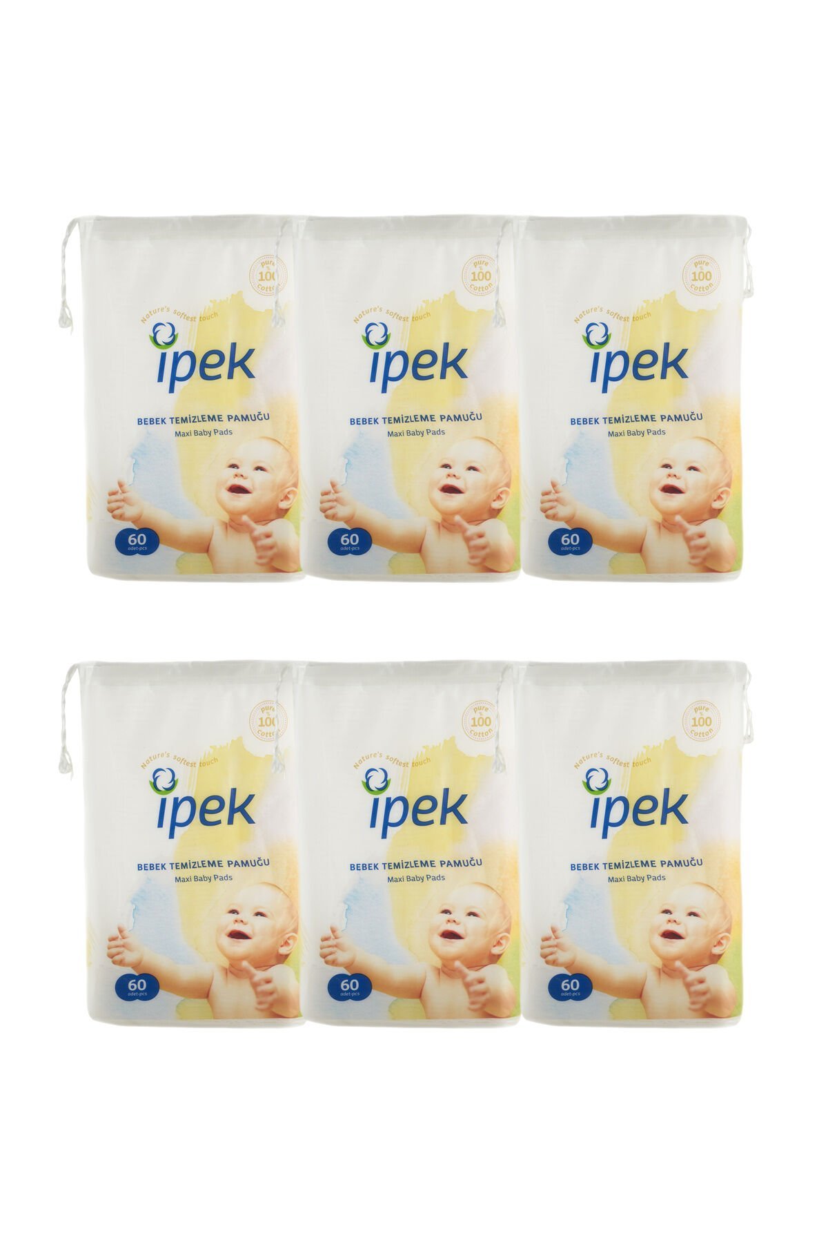 İpek Ipek Maxi Bebek Temizleme Pamuğu 60'lı 6 Paket