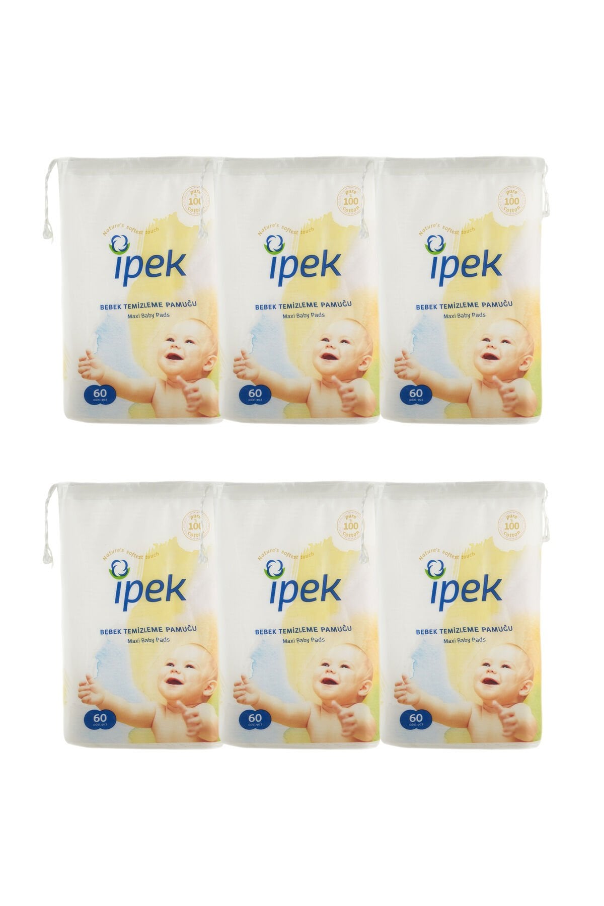 İpek Ipek Maxi Bebek Temizleme Pamuğu 60'lı 6 Paket