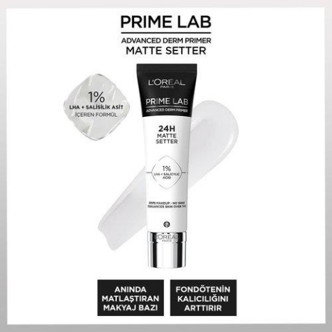 3 Adet Loreal Paris Prime Lab 24H Matlaştırıcı Makyaj Bazı ve ROSIE Pamuk