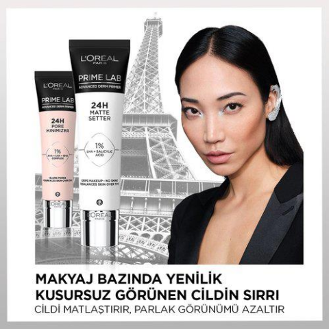3 Adet Loreal Paris Prime Lab 24H Matlaştırıcı Makyaj Bazı ve ROSIE Pamuk