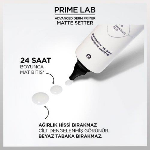 3 Adet Loreal Paris Prime Lab 24H Matlaştırıcı Makyaj Bazı ve ROSIE Pamuk
