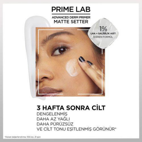 3 Adet Loreal Paris Prime Lab 24H Matlaştırıcı Makyaj Bazı ve ROSIE Pamuk