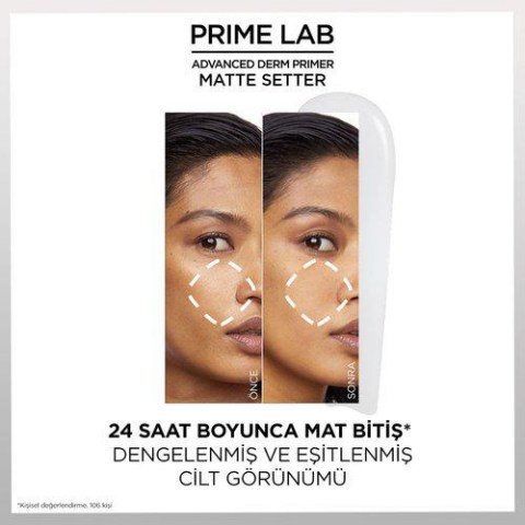 3 Adet Loreal Paris Prime Lab 24H Matlaştırıcı Makyaj Bazı ve ROSIE Pamuk