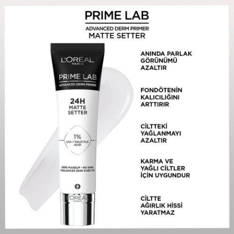 3 Adet Loreal Paris Prime Lab 24H Matlaştırıcı Makyaj Bazı ve ROSIE Pamuk