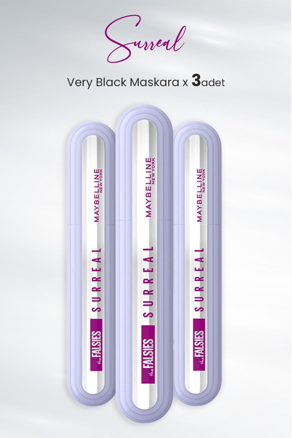 Maybelline New York Maskara Surreal Very Black x 3 Adet