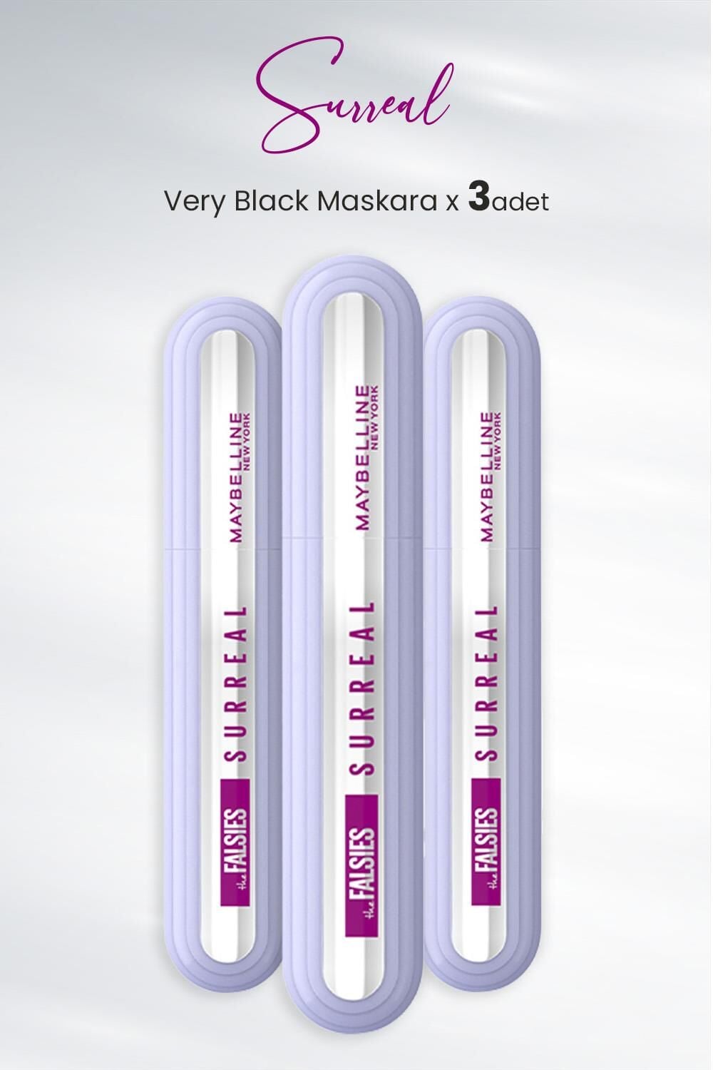 Maybelline New York Maskara Surreal Very Black x 3 Adet
