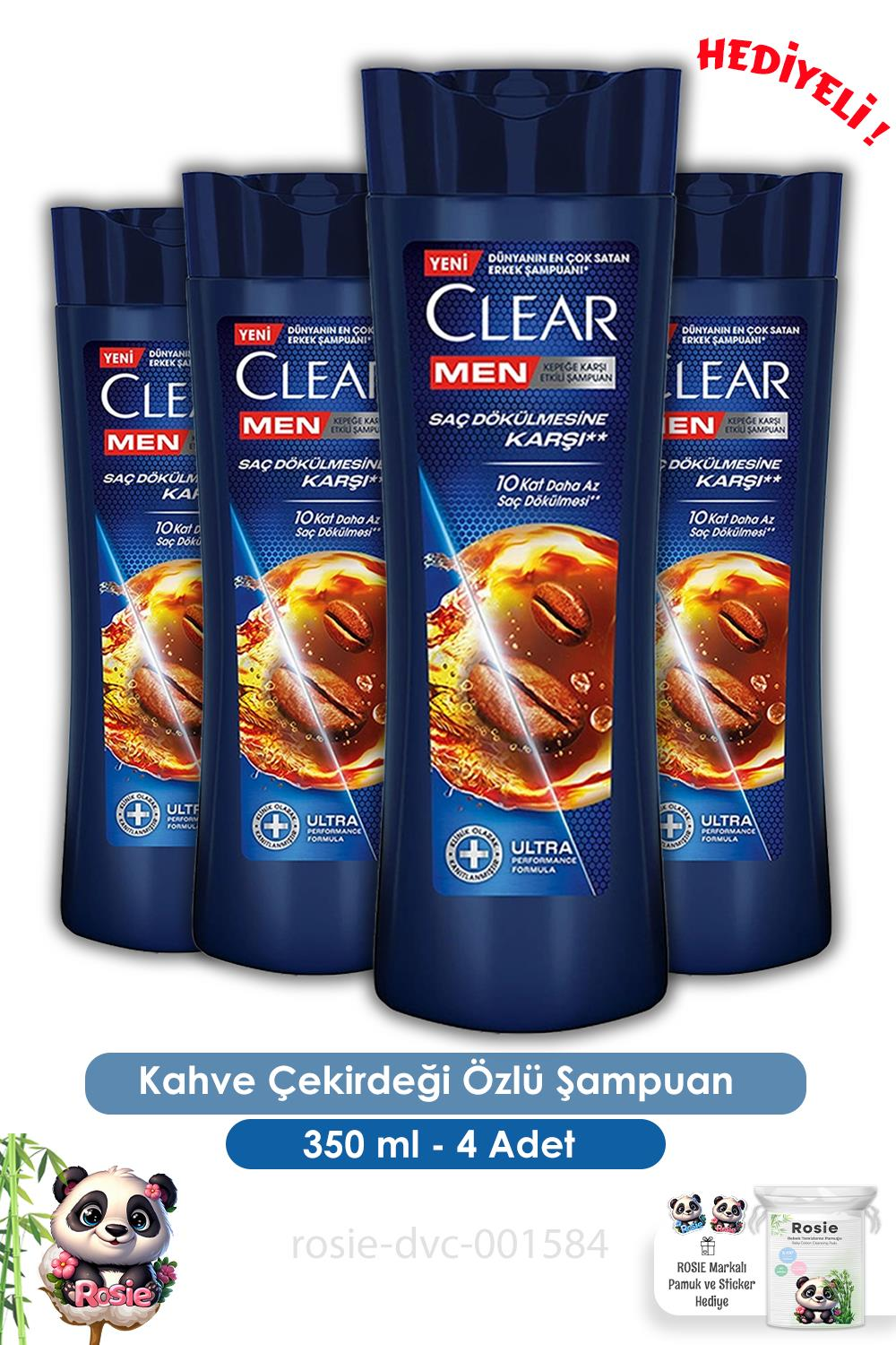 Clear Men 4'lü Kahve Çekirdeği Özlü Şampuan 350 ml ve ROSIE