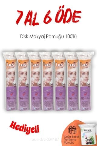 100'lü Lux Disk Makyaj Pamuğu 7 AL 6 ÖDE ve ROSIE