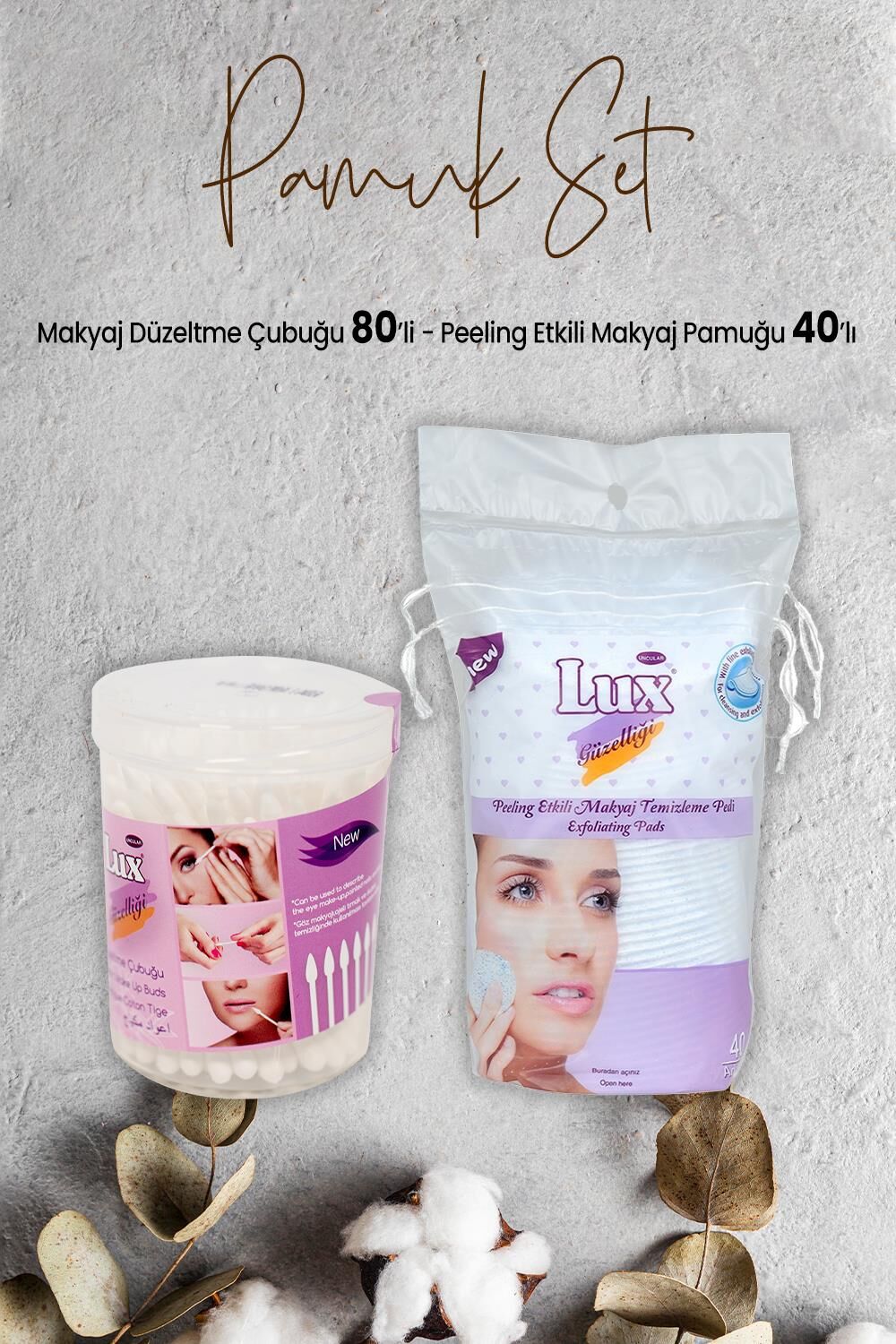 Lux Makyaj Düzeltme Çubuğu 80' li ve Peeling Etkili Makyaj Pamuğu 40' lı