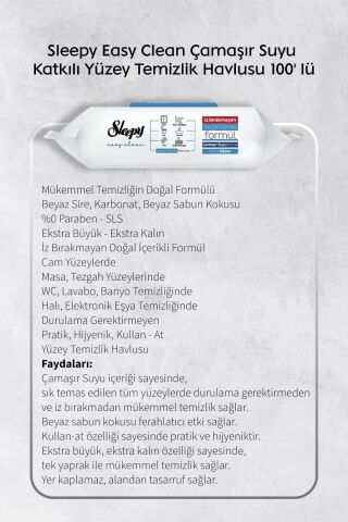 Çamaşır Suyu Sleepy 100'lü Arap Sabun Katkılı, Yağ Çözücü 30'lu Temizlik Havlusu ve Rosie Hediye