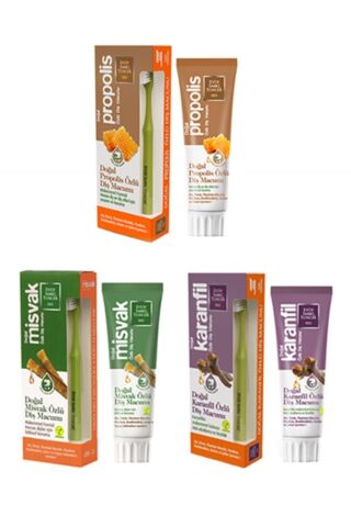 Eyüp Sabri Tuncer Diş Fırçalı Diş Macunu Seti Misvak, Karanfil, Propolis 75 ML