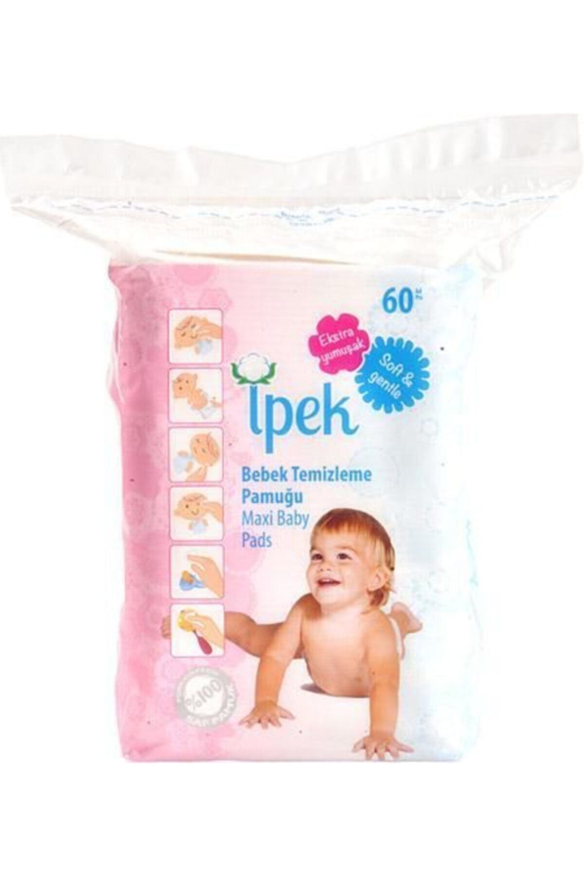 İpek Maxi Bebek Temizleme Pamuğu 60 Lı 6 Paket