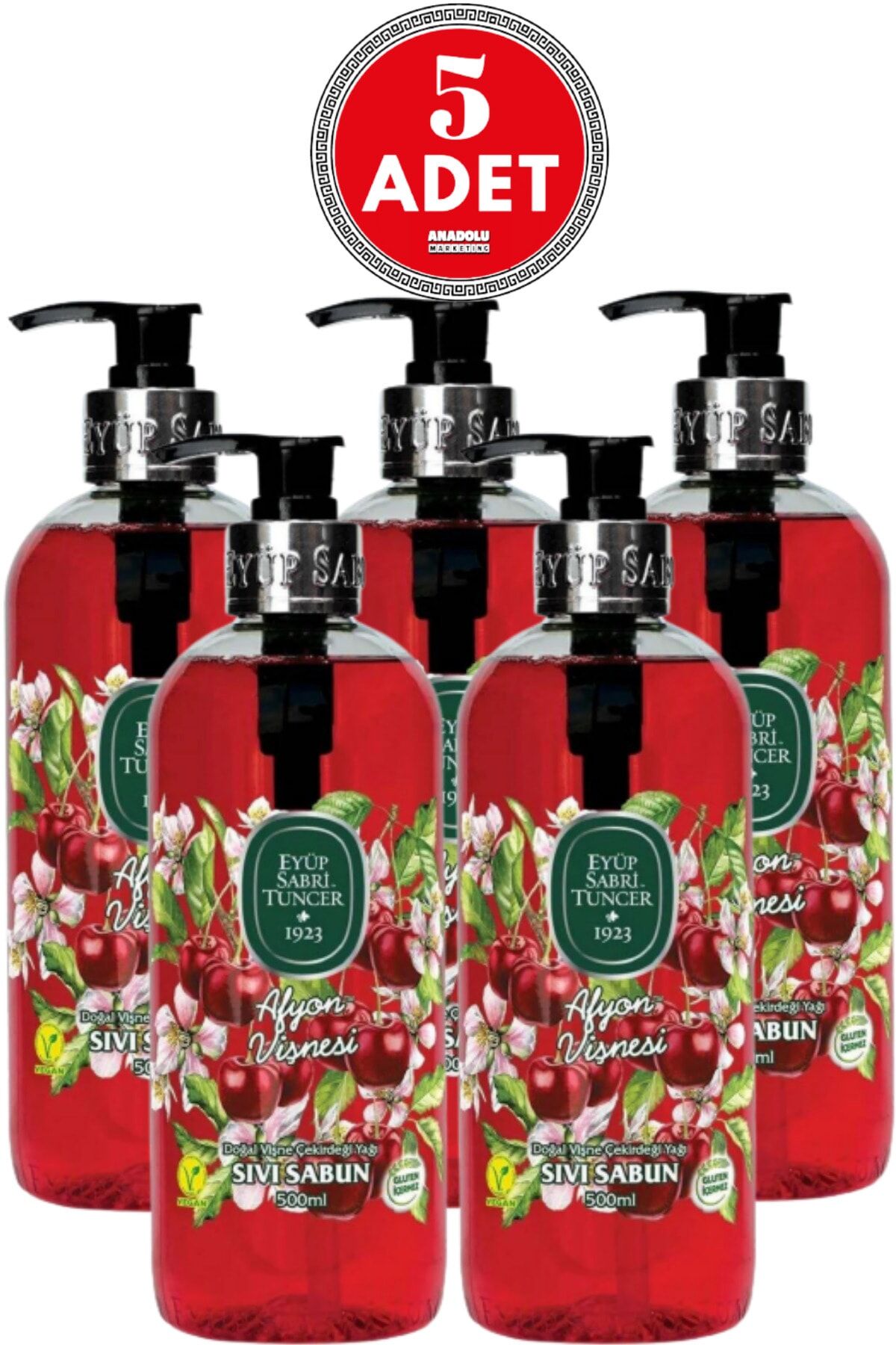 Eyüp Sabri Tuncer Afyon Vişnesi Sıvı Sabun 500 ml x 5 Adet