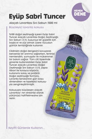 Eyüp Sabri Tuncer Alaçatı Lavantası Sıvı Sabun 1500 ml