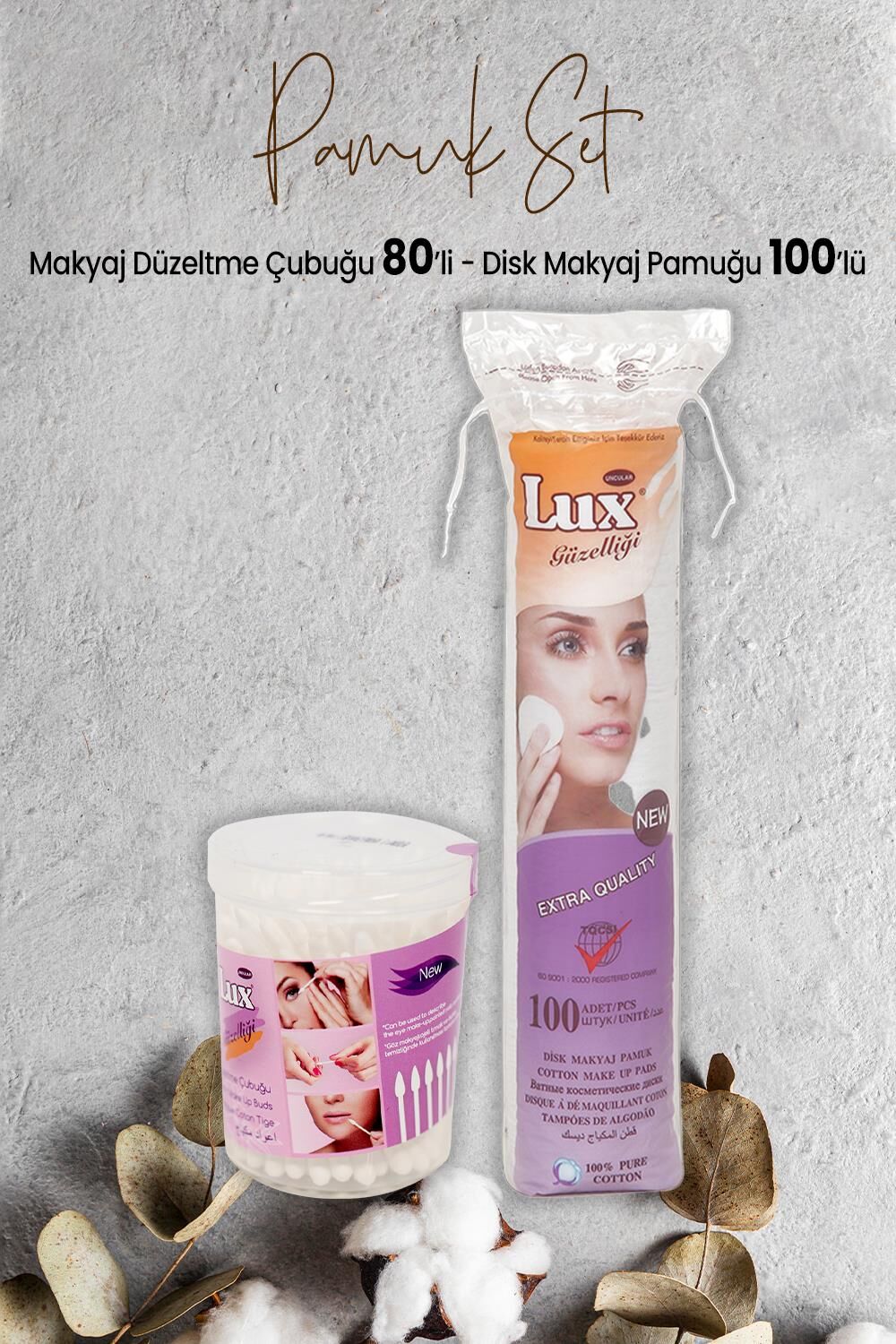 Lux Makyaj Düzeltme Çubuğu 80' li ve Disk Makyaj Pamuğu 100'lü