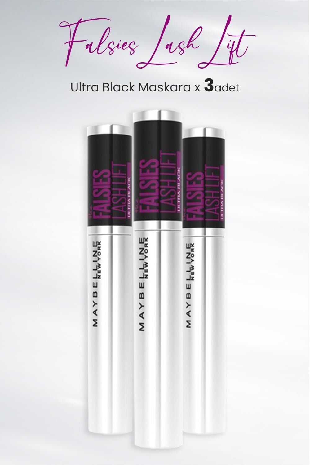 Maybelline New York Maskara Falsies Lash Lift Ultra Black x 3 Adet