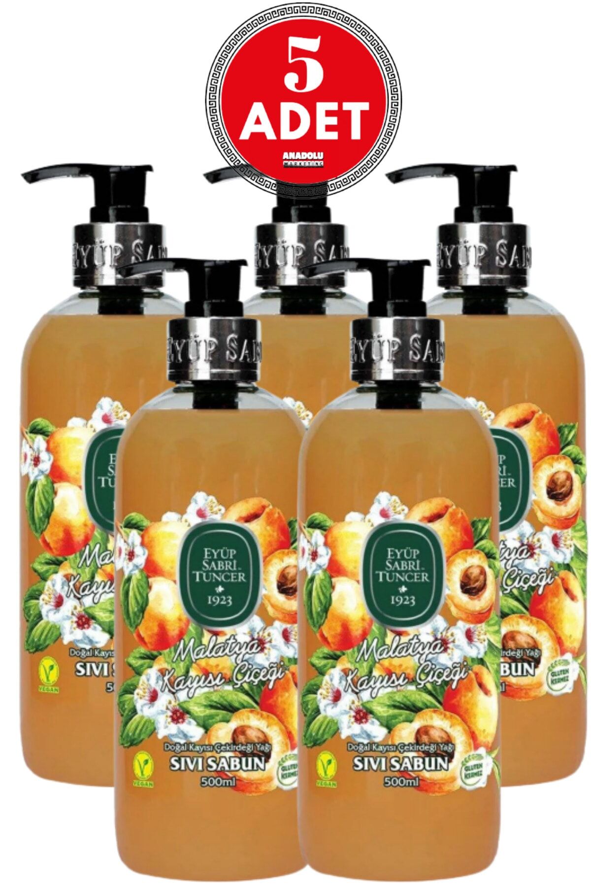 Eyüp Sabri Tuncer Malatya Kayısı Çiçeği Sıvı Sabun 500 ml x 5 Adet