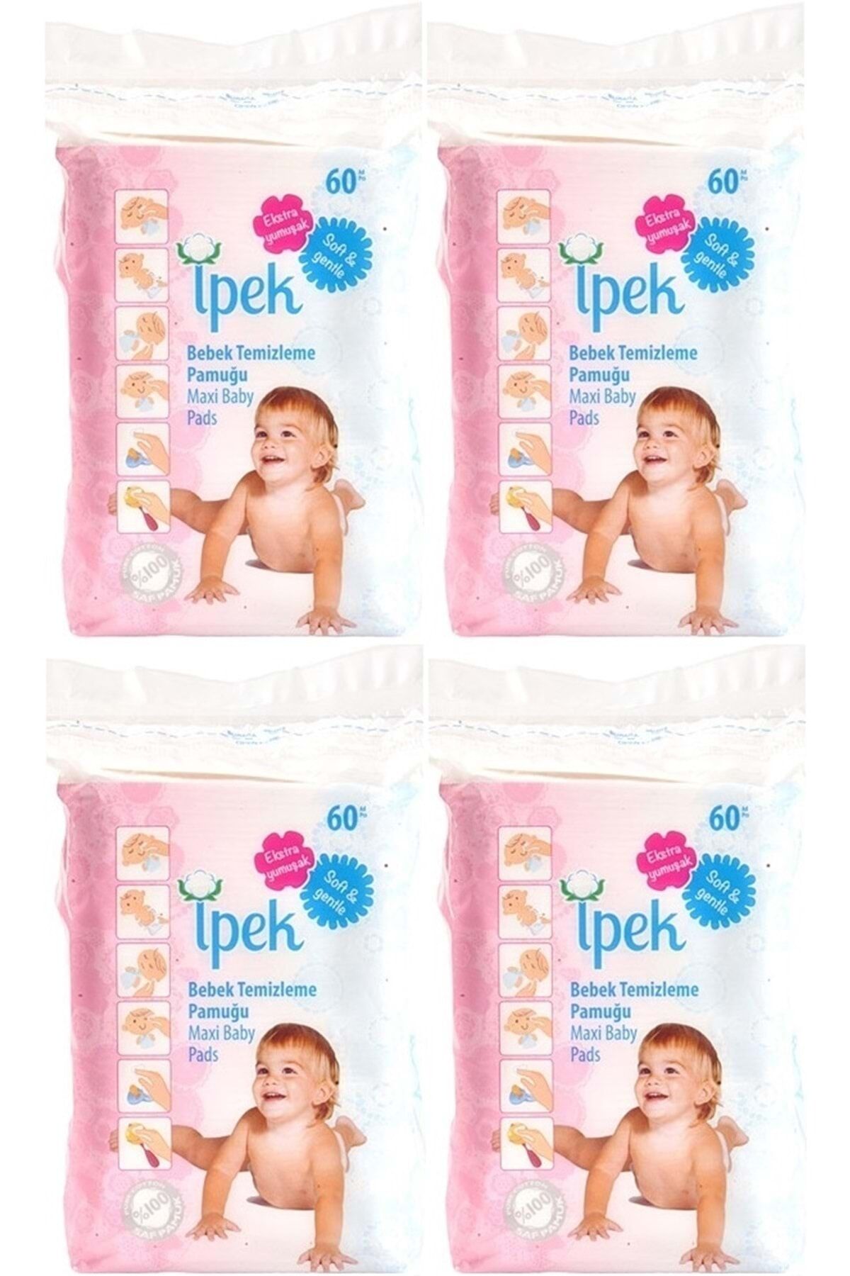 İpek Bebek Temizleme Pamuğu 60x4 (240 Adet)