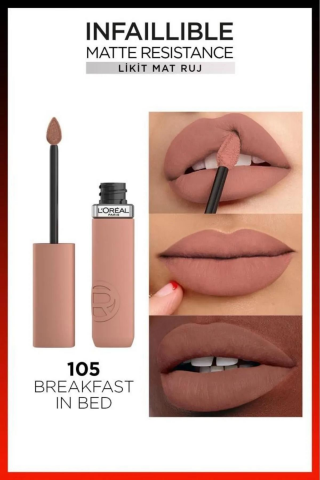 Loreal Paris 3 Adet Infaillible Matte Likit Mat Ruj 105 Breakfast In Bed ve ROSIE